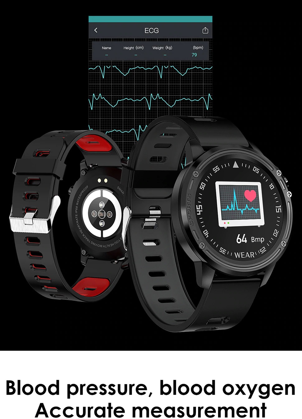 Smartwatch L8 electrocardiograma